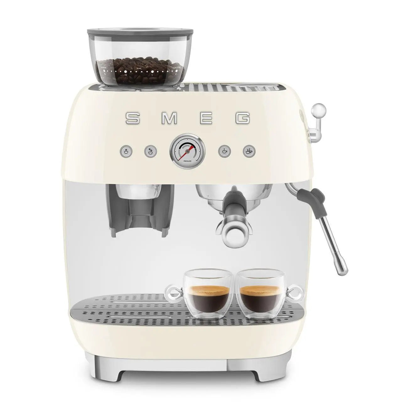 Espressomaschine mit Mahlwerk EGF03CREU Creme - Smeg Point  - Online Handel