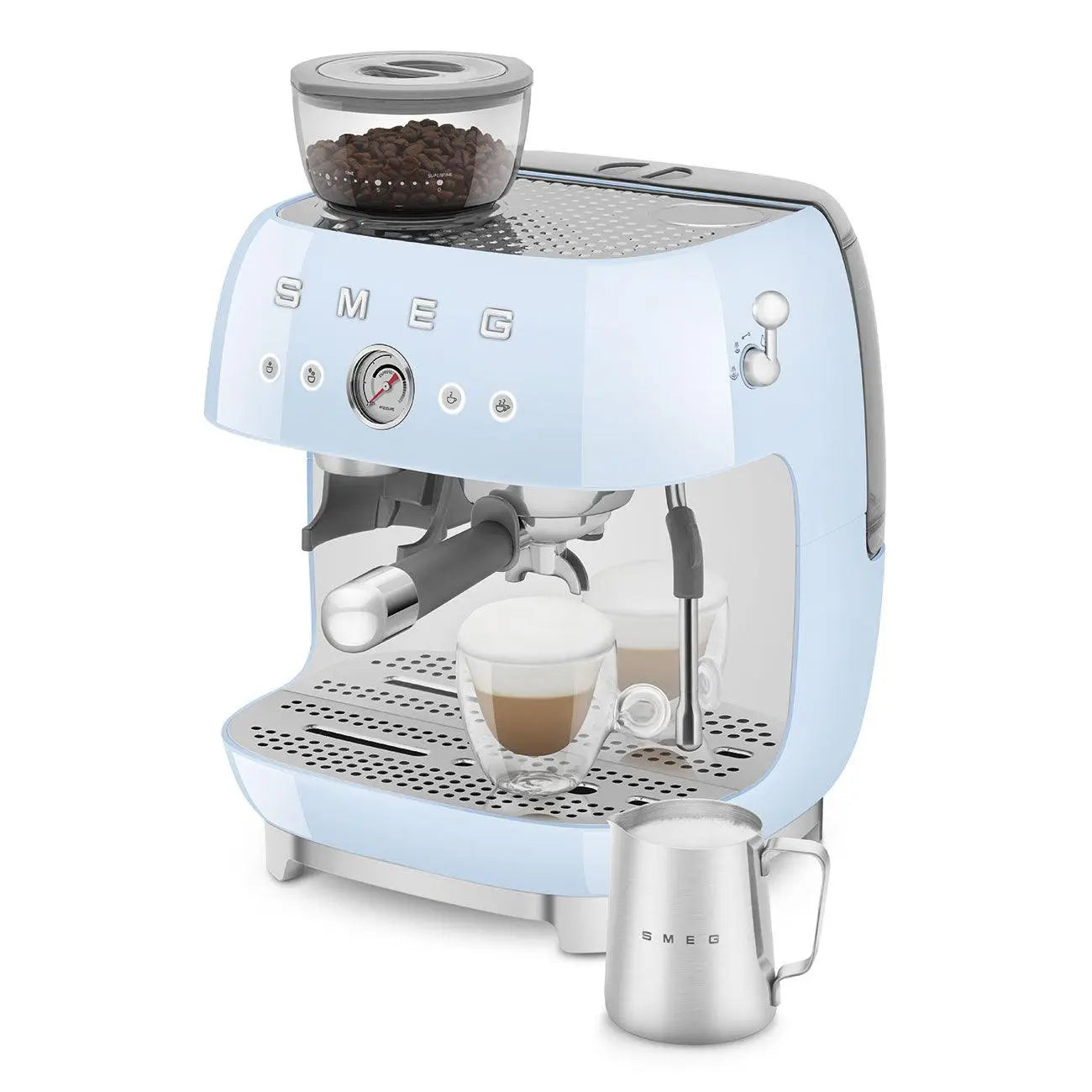 Espressomaschine mit Mahlwerk EGF03PBEU Pastellblau - Smeg Point  - Online Handel