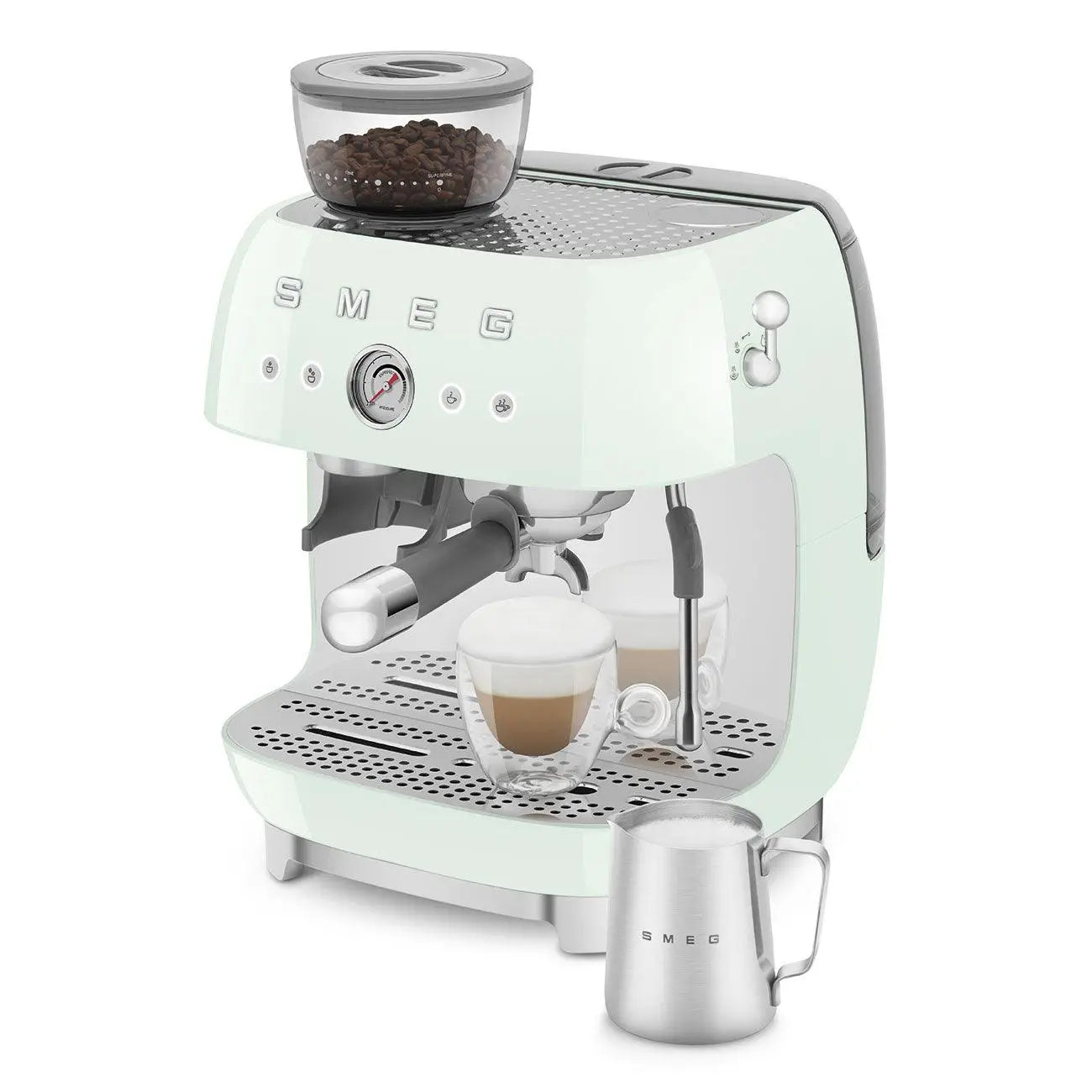 Espressomaschine mit Mahlwerk EGF03PGEU Pastellgrün - Smeg Point  - Online Handel