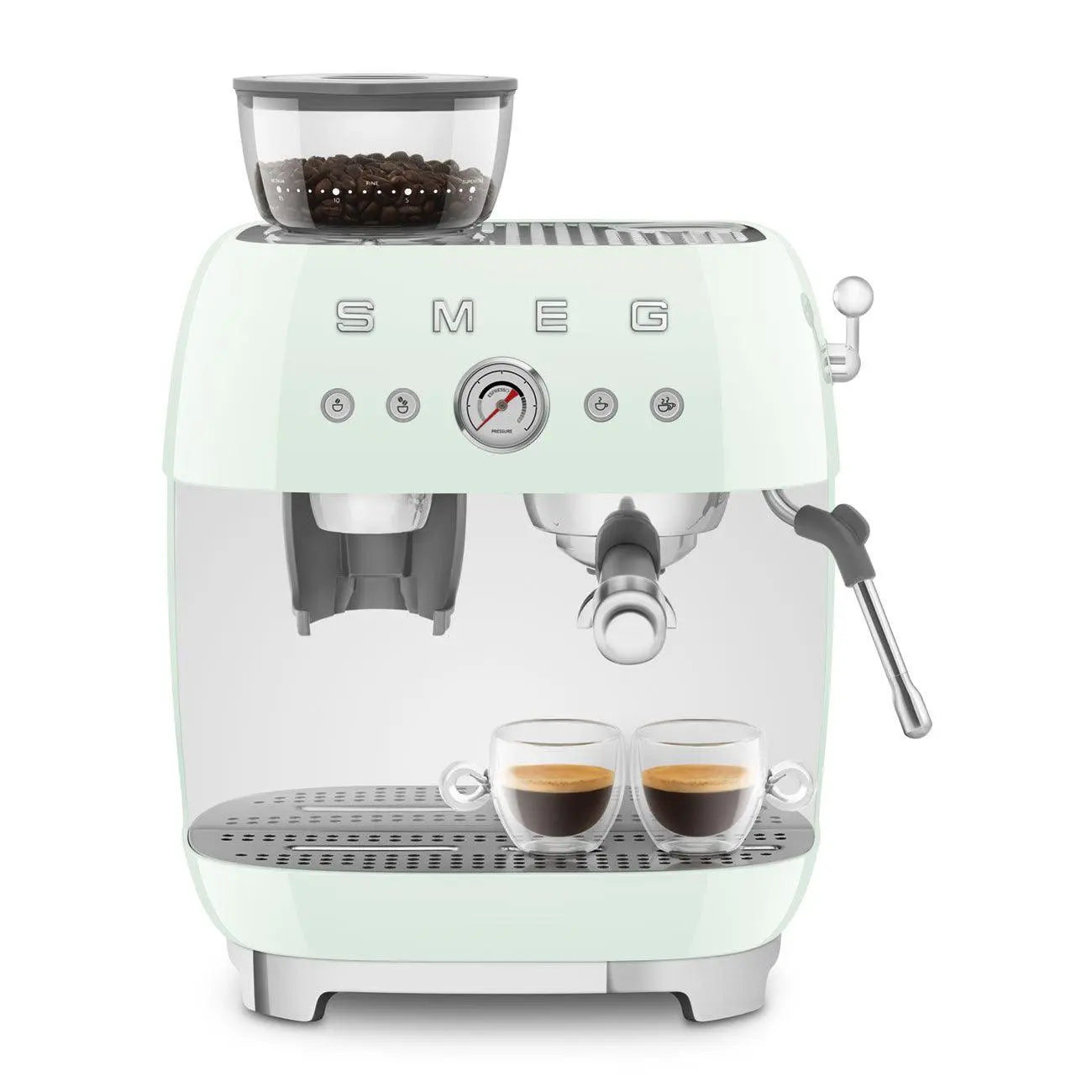 Espressomaschine mit Mahlwerk EGF03PGEU Pastellgrün - Smeg Point  - Online Handel