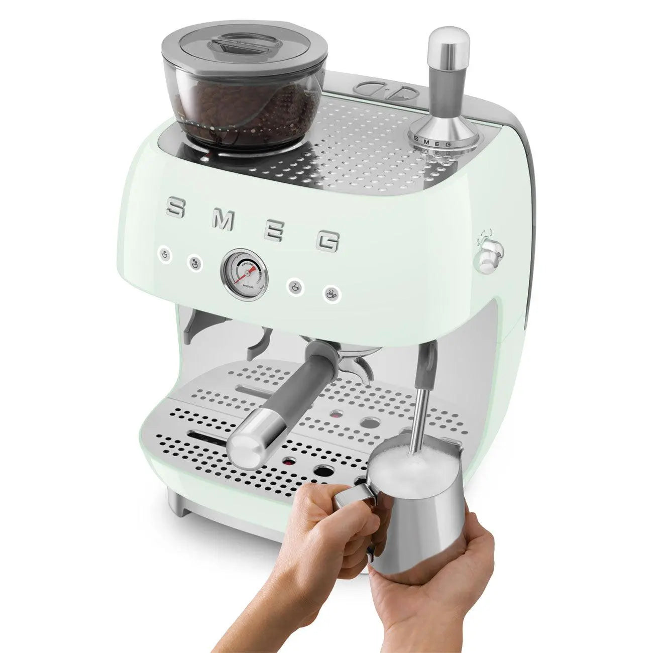 Espressomaschine mit Mahlwerk EGF03PGEU Pastellgrün - Smeg Point  - Online Handel